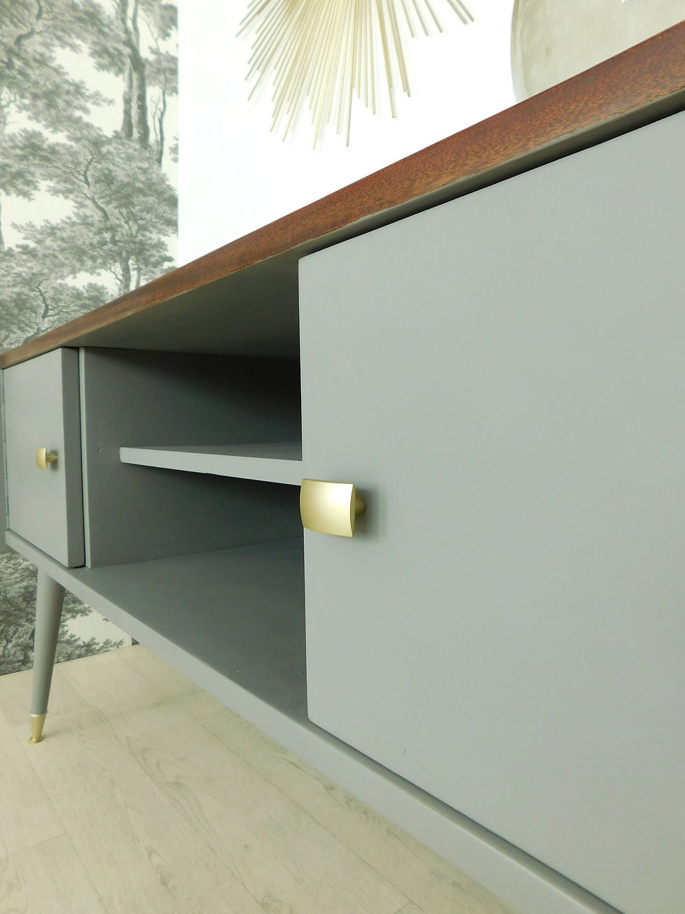 Miniature : Enfilade basse scandinave, gris et palissandre