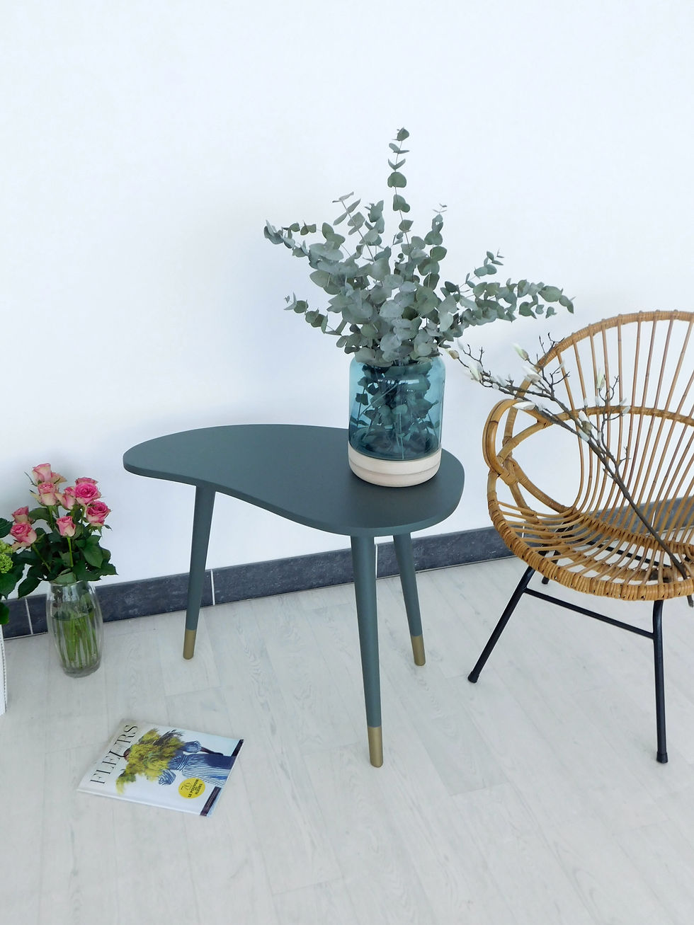 Miniature : Fauteuil en rotin vintage à accoudoirs