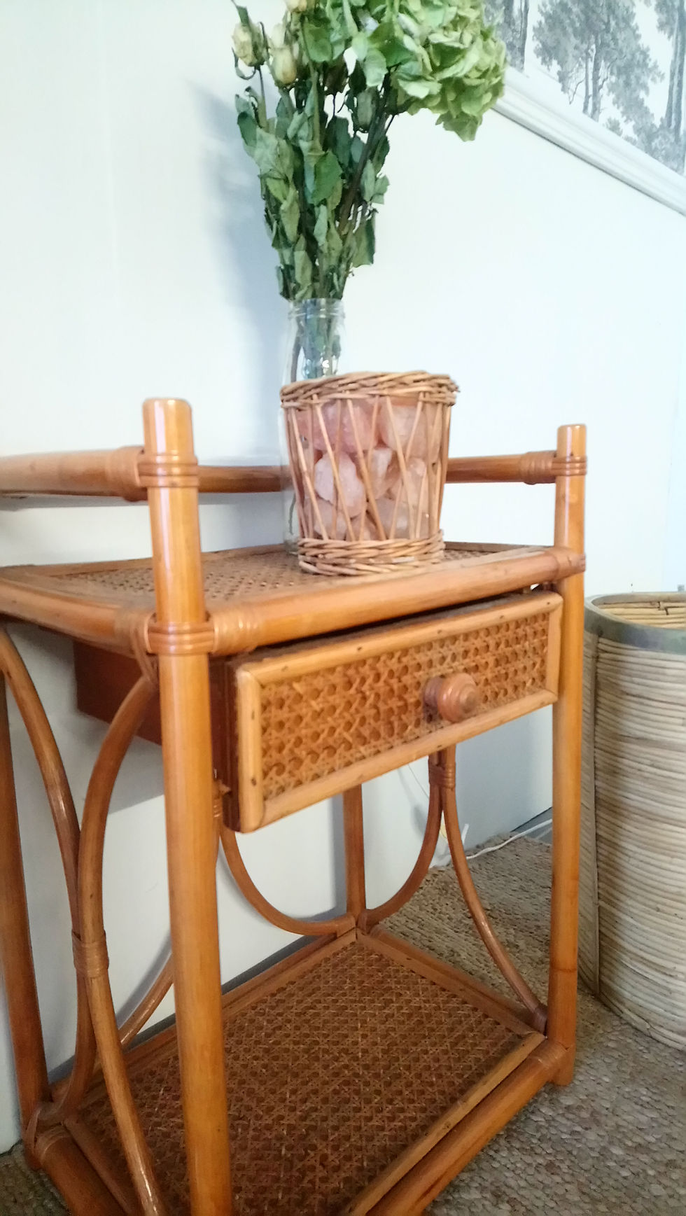 Miniature : 2 chevets vintage en bambou et cannage