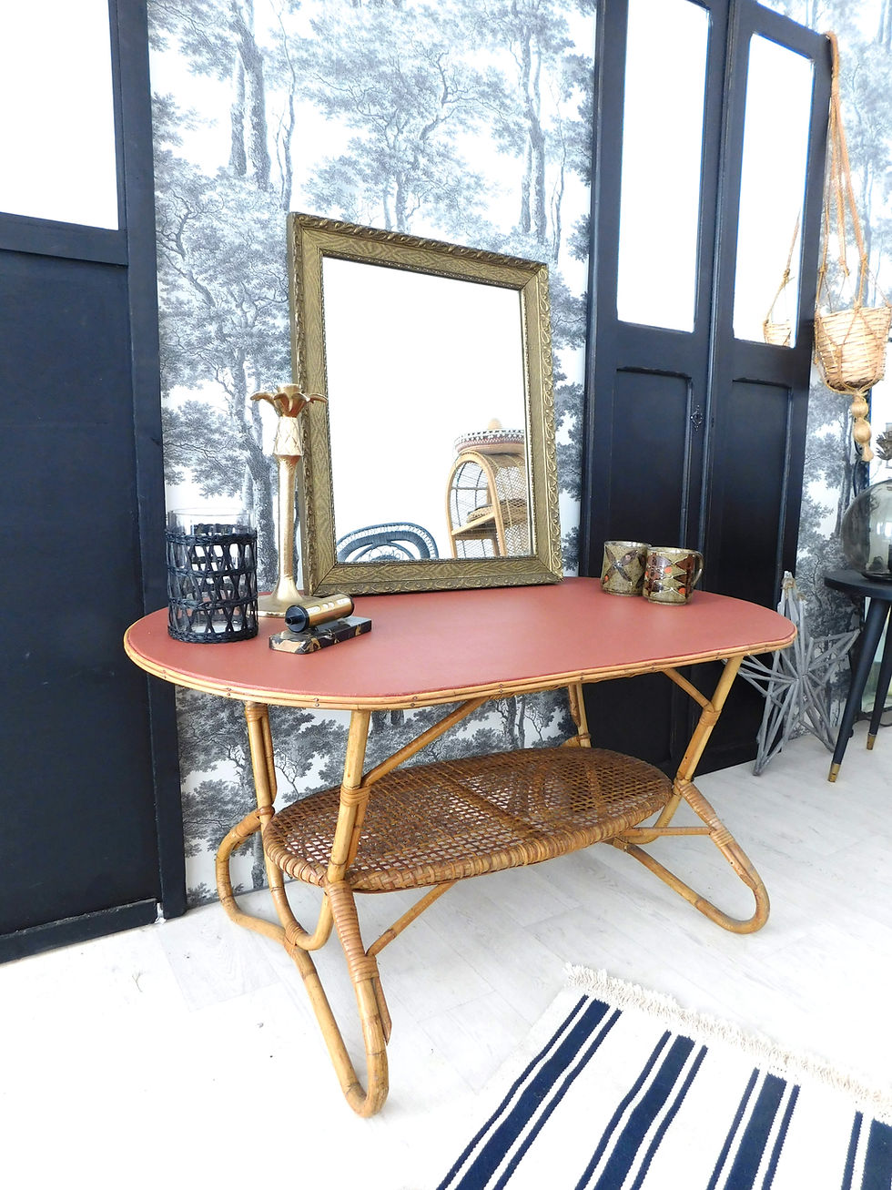 Miniature : Table basse en rotin terracotta