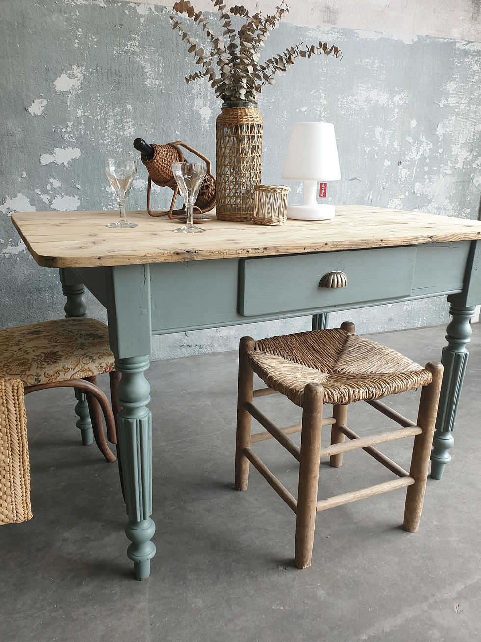 Miniature : Table campagne vintage