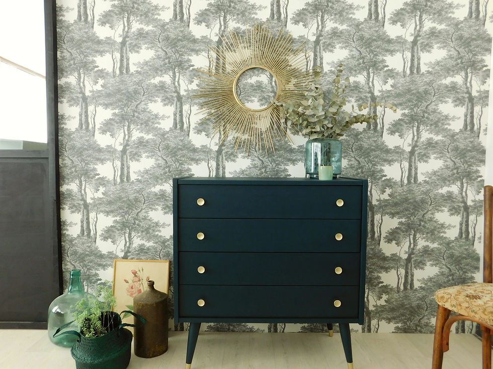 Miniature : Commode vintage bleu canard (bleu vert)