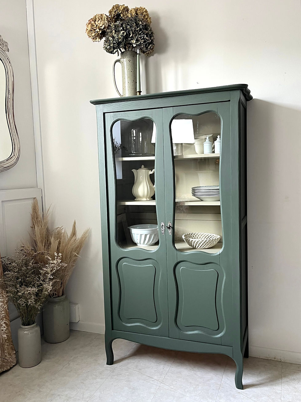 Miniature : Vitrine / vaisselier vintage vert Nomad 