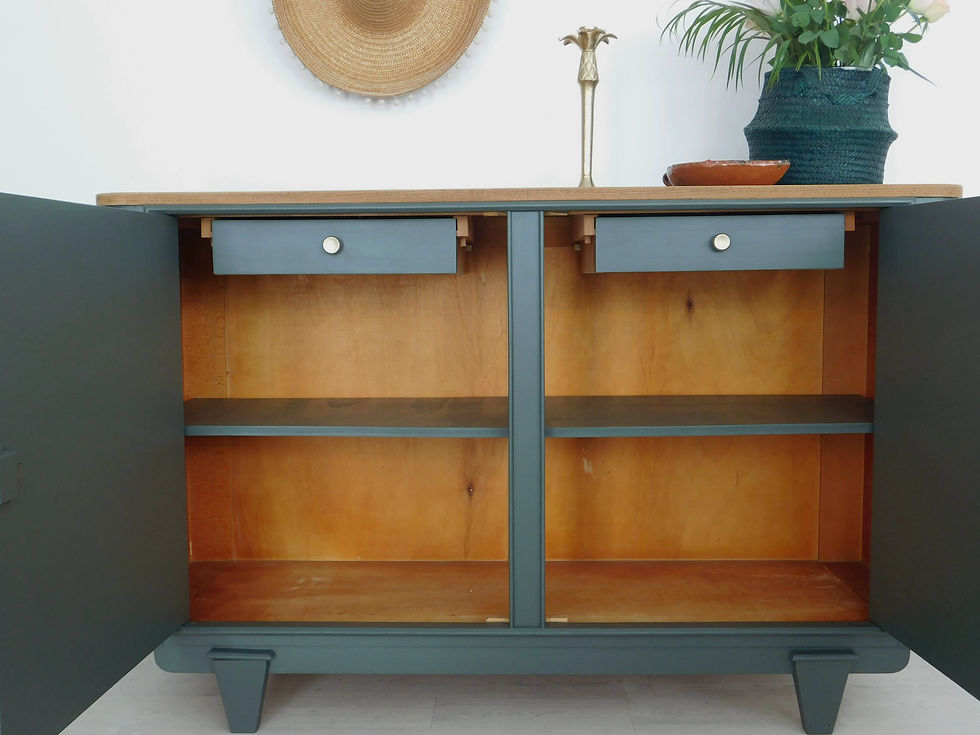 Miniature : Buffet 2 portes vintage Art Déco vert végétal