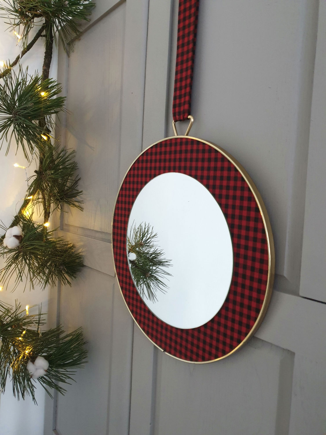 Miroir vintage vichy rouge et noir