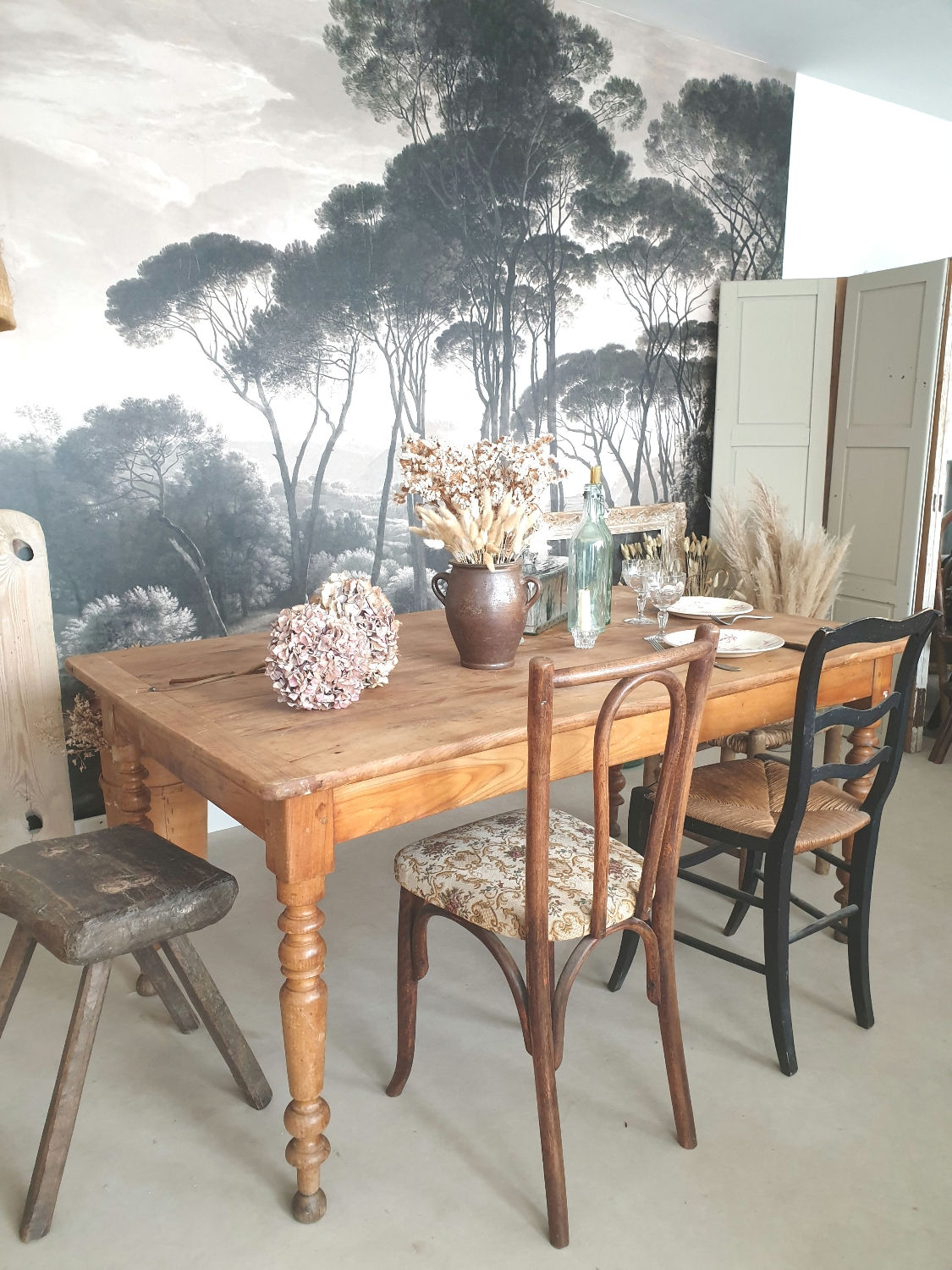 Table campagnarde en orme 