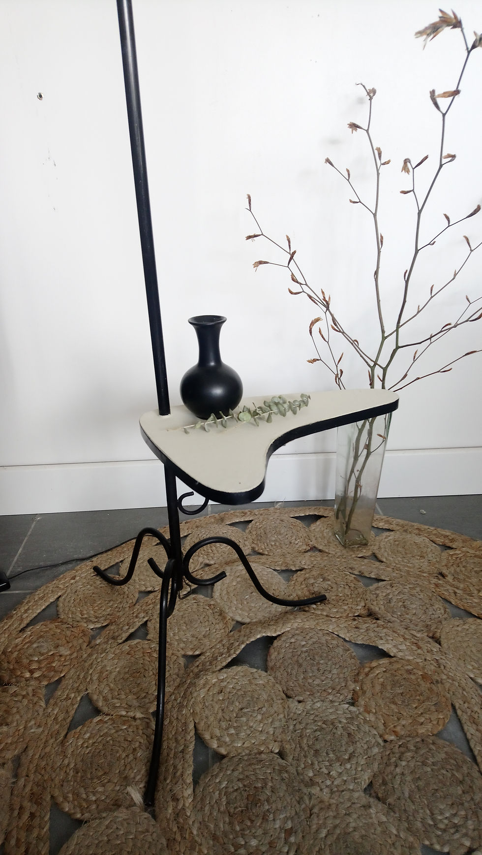 Miniature : Lampadaire vintage, abat-jour en corde