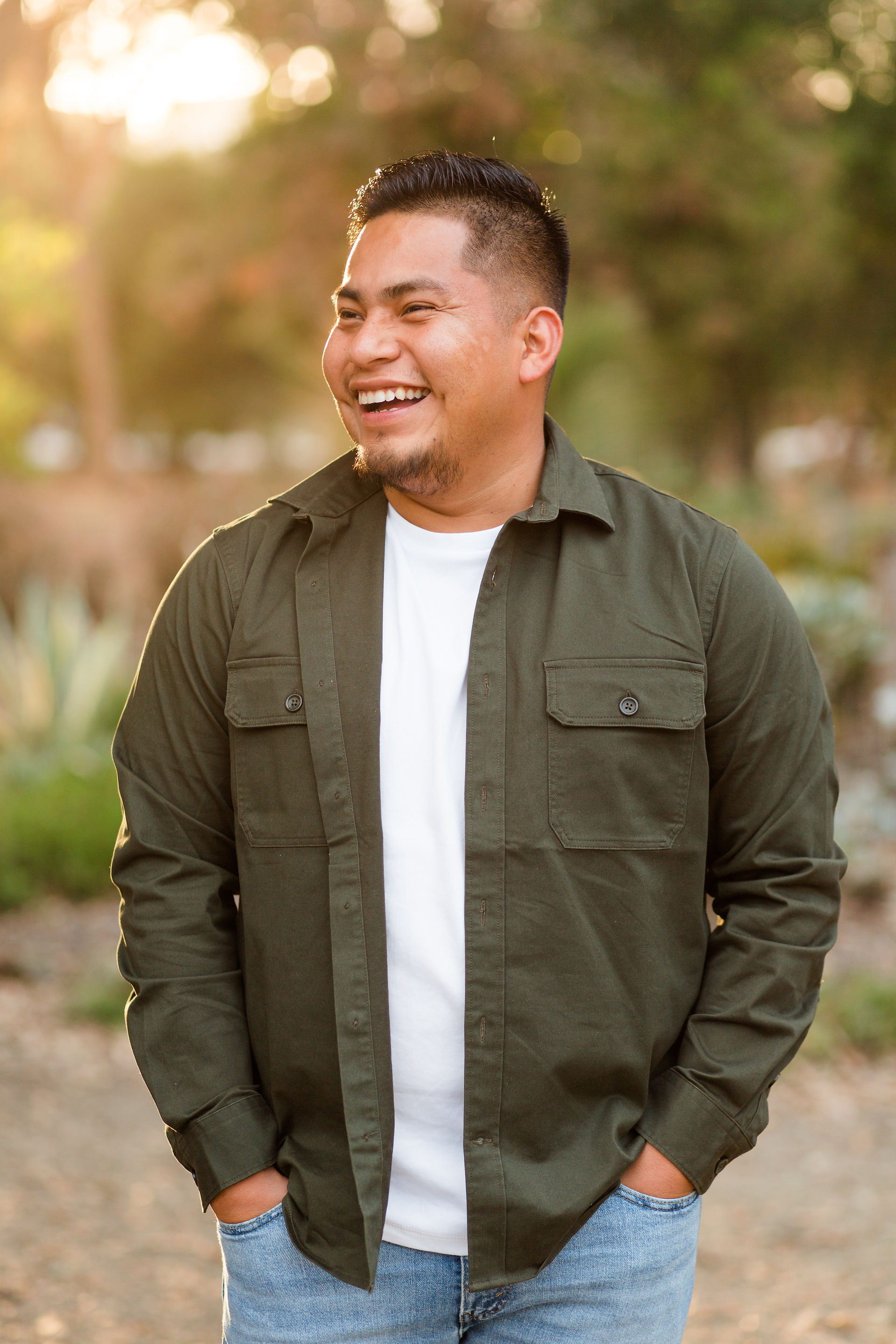 hk create hkcreate photographer photography bay area san jose couple engagement Arizona Cactus Garden Stanford Engagement Photoshoot green jacket jeans white shirt