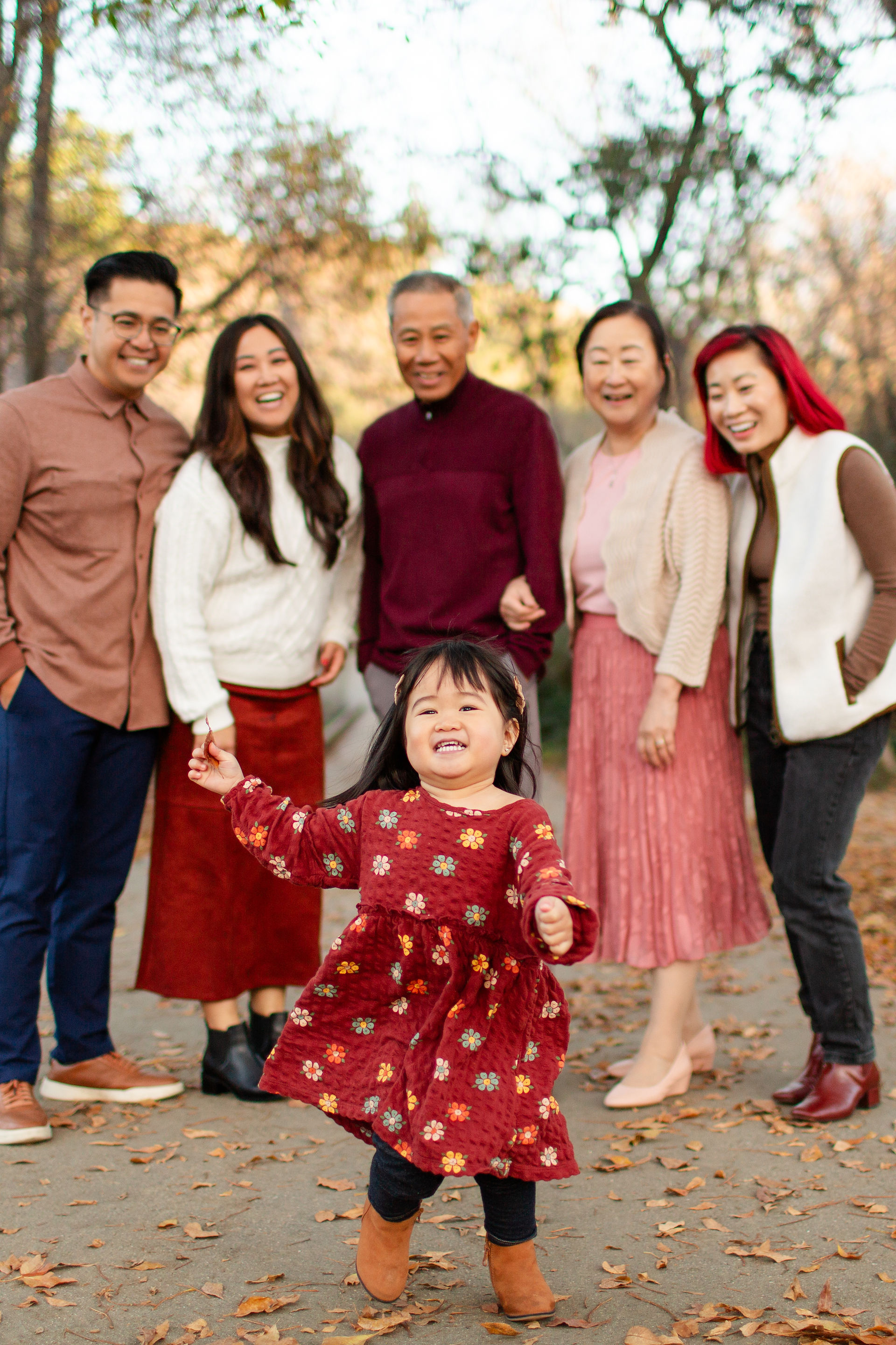 hkcreate bay area photography san jose photographers fall family legacy photoshoot photo session burgundy navy blue coral outfits joyful playful cute fun light and airy photography laughter lake chabot castro valley northern california