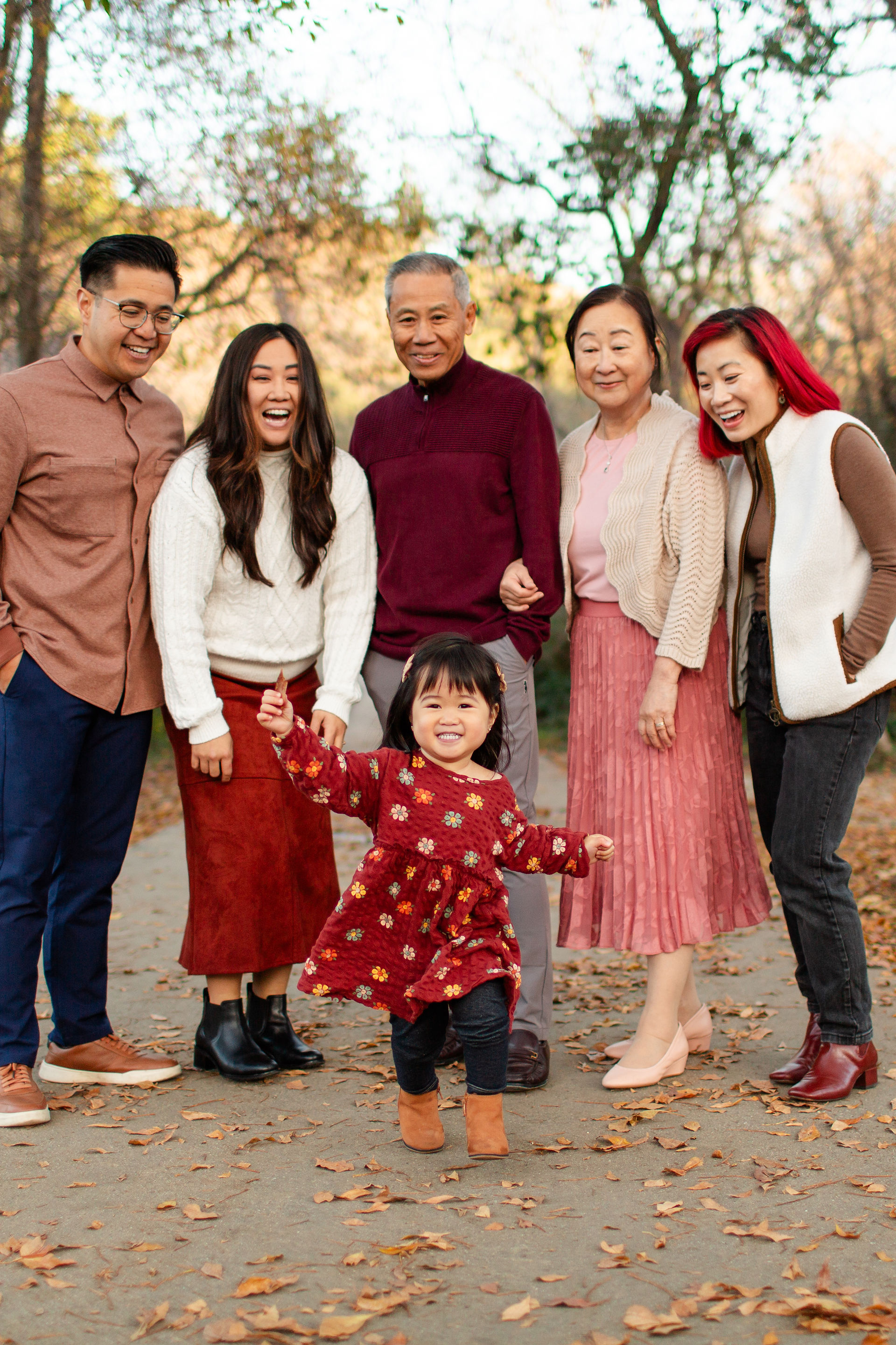 hkcreate bay area photography san jose photographers fall family legacy photoshoot photo session burgundy navy blue coral outfits joyful playful cute fun light and airy photography laughter lake chabot castro valley northern california
