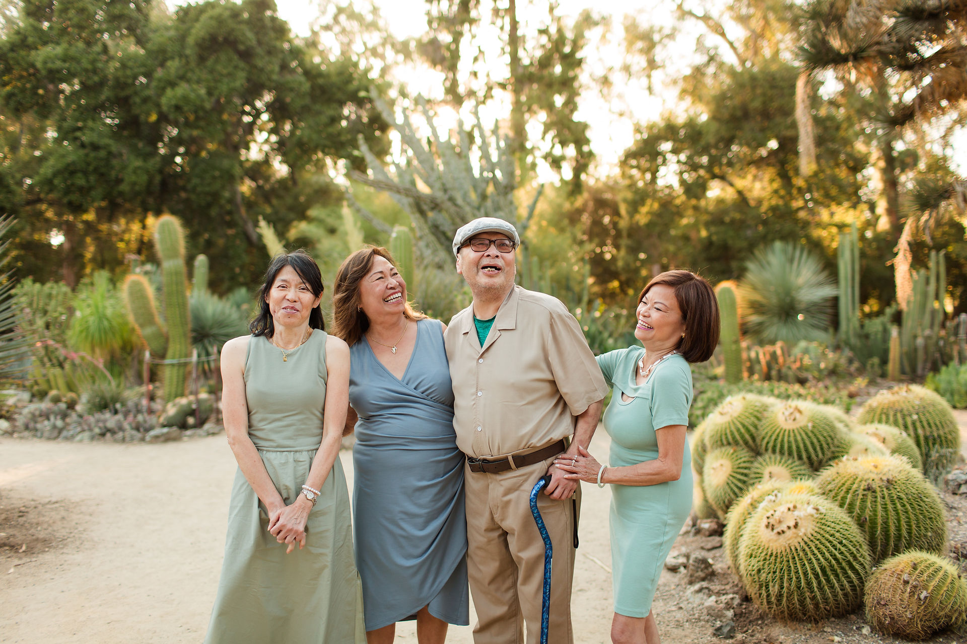 hkcreate bay area photography san jose photographers arizona cactus garden stanford palo alto family legacy session photoshoot joyful happy laughter laughing rust blue and sage color scheme golden hour ohana light and airy summer
