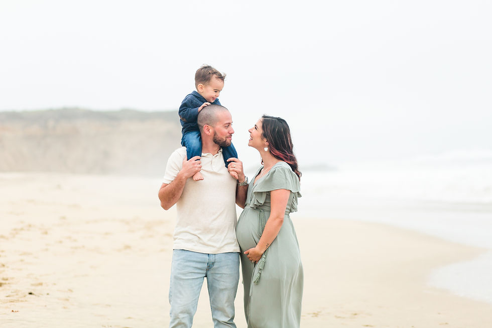 Manhattan Beach Family Maternity Photoshoot hkcreate hk create photographer photography bay area overcast family sage dress white shirt blue jeans light and airy joyful beach maternity