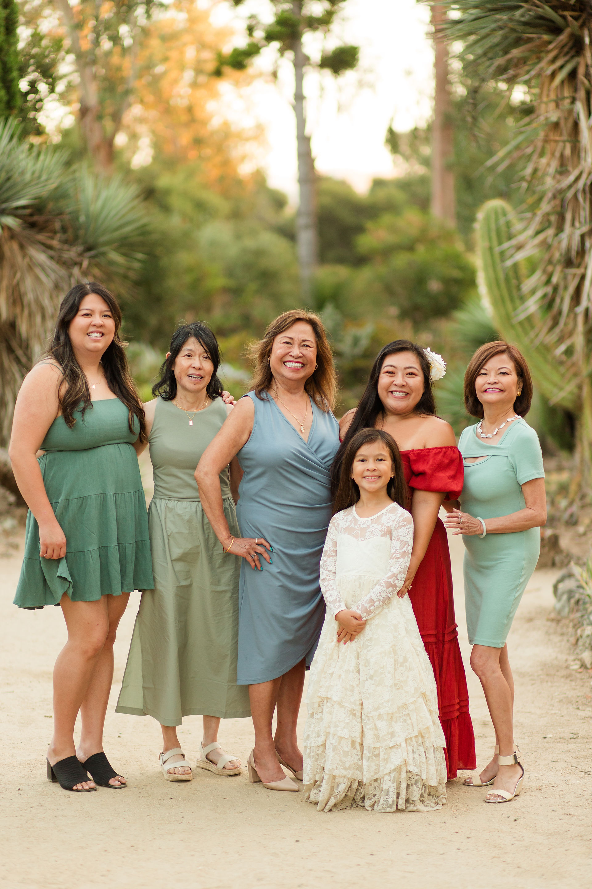 hkcreate bay area photography san jose photographers arizona cactus garden stanford palo alto family legacy session photoshoot joyful happy laughter laughing rust blue and sage color scheme golden hour ohana light and airy summer