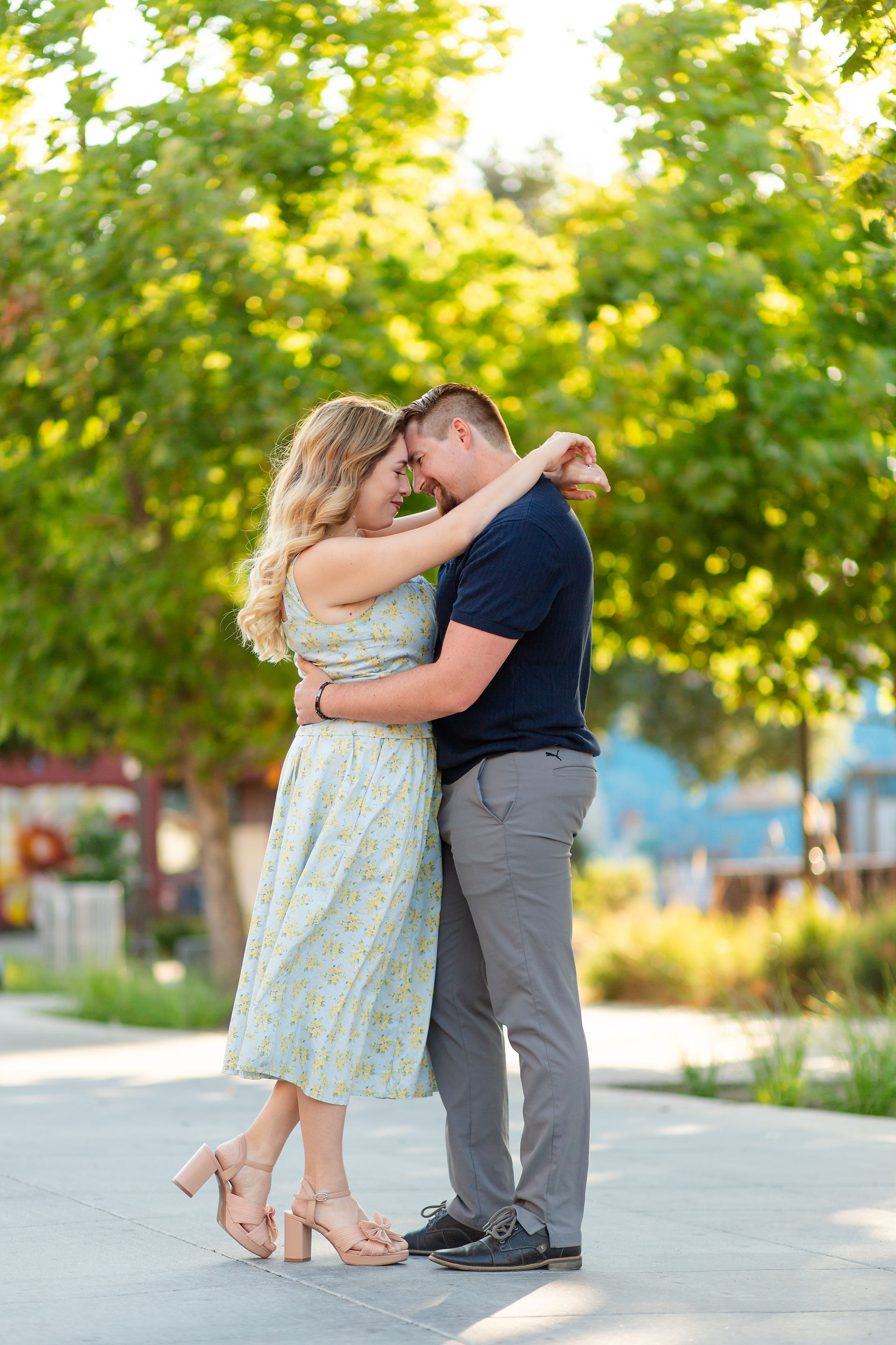 hkcreate bay area photography san jose photographers joyful light and airy cute couple downtown morgan hill california photoshoot anniversary blue outfits funny happy sweet couple urban photoshoot