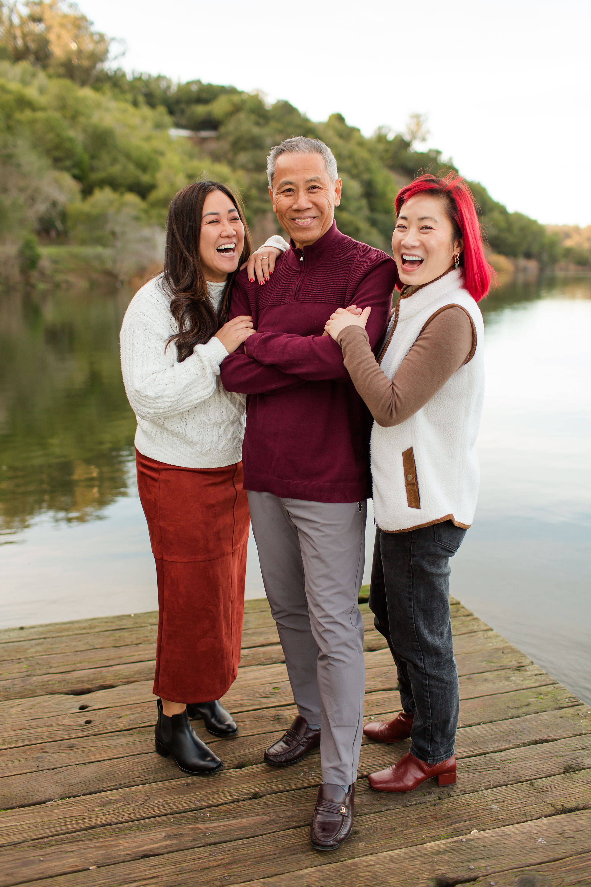 hkcreate bay area photography san jose photographers fall family legacy photoshoot photo session burgundy navy blue coral outfits joyful playful cute fun light and airy photography laughter lake chabot castro valley northern california