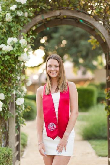 santa clara university group graduation photo session portraits at the rose garden archway