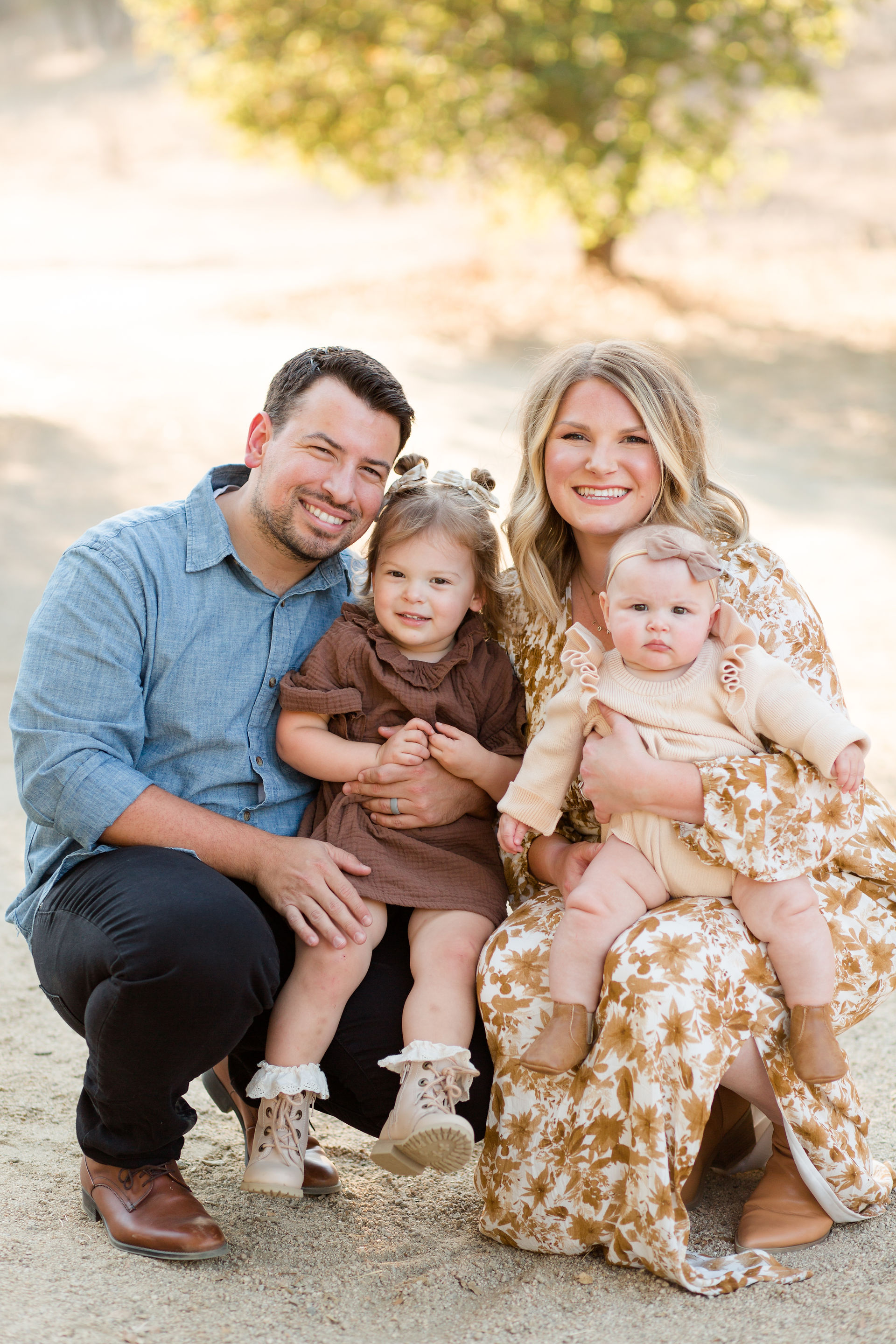 hkcreate photography photographer bay area san jose guadalupe park neutral color scheme family outfits brown yellow jean black bows floral dress joyful cute session