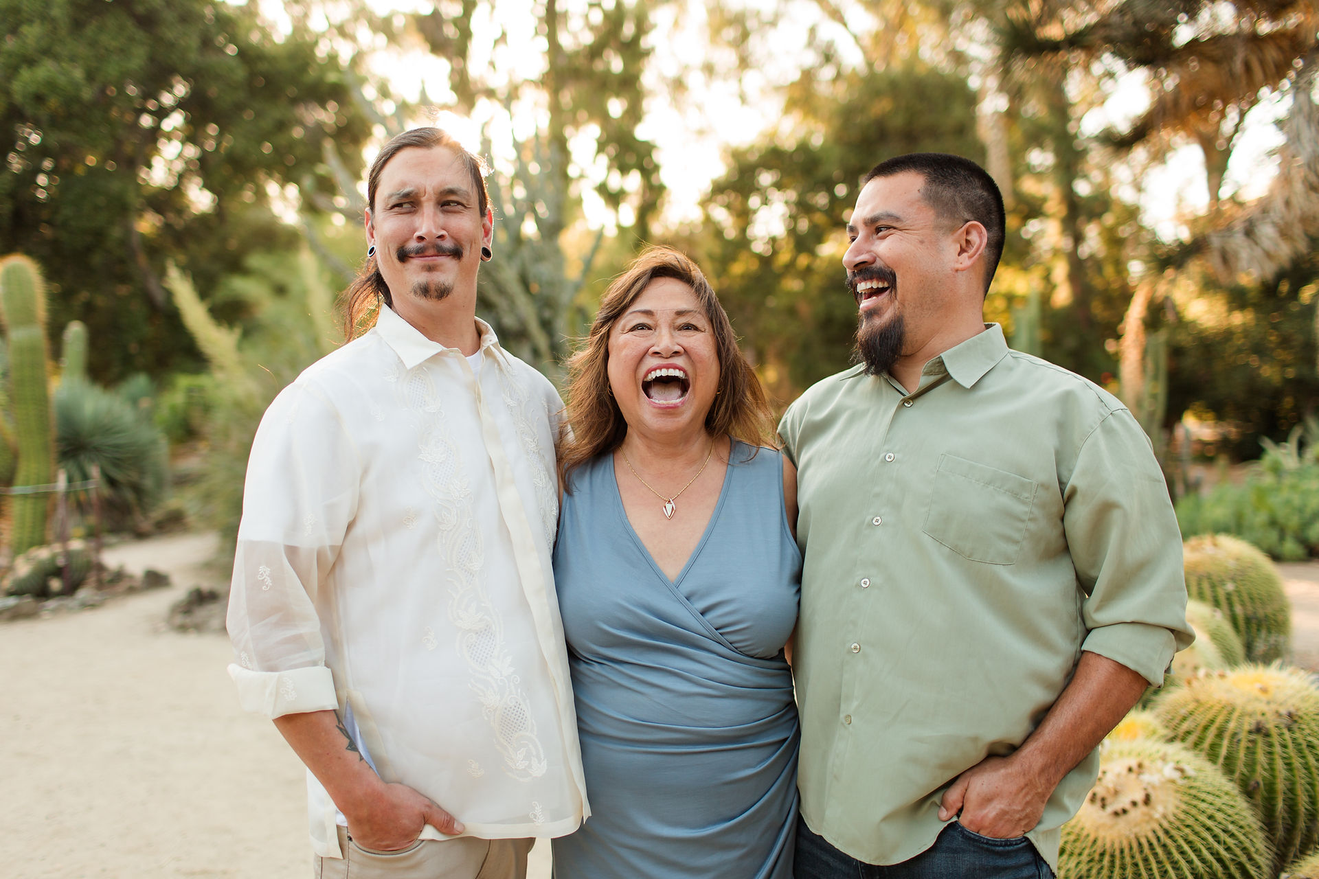 hkcreate bay area photography san jose photographers arizona cactus garden stanford palo alto family legacy session photoshoot joyful happy laughter laughing rust blue and sage color scheme golden hour ohana light and airy summer