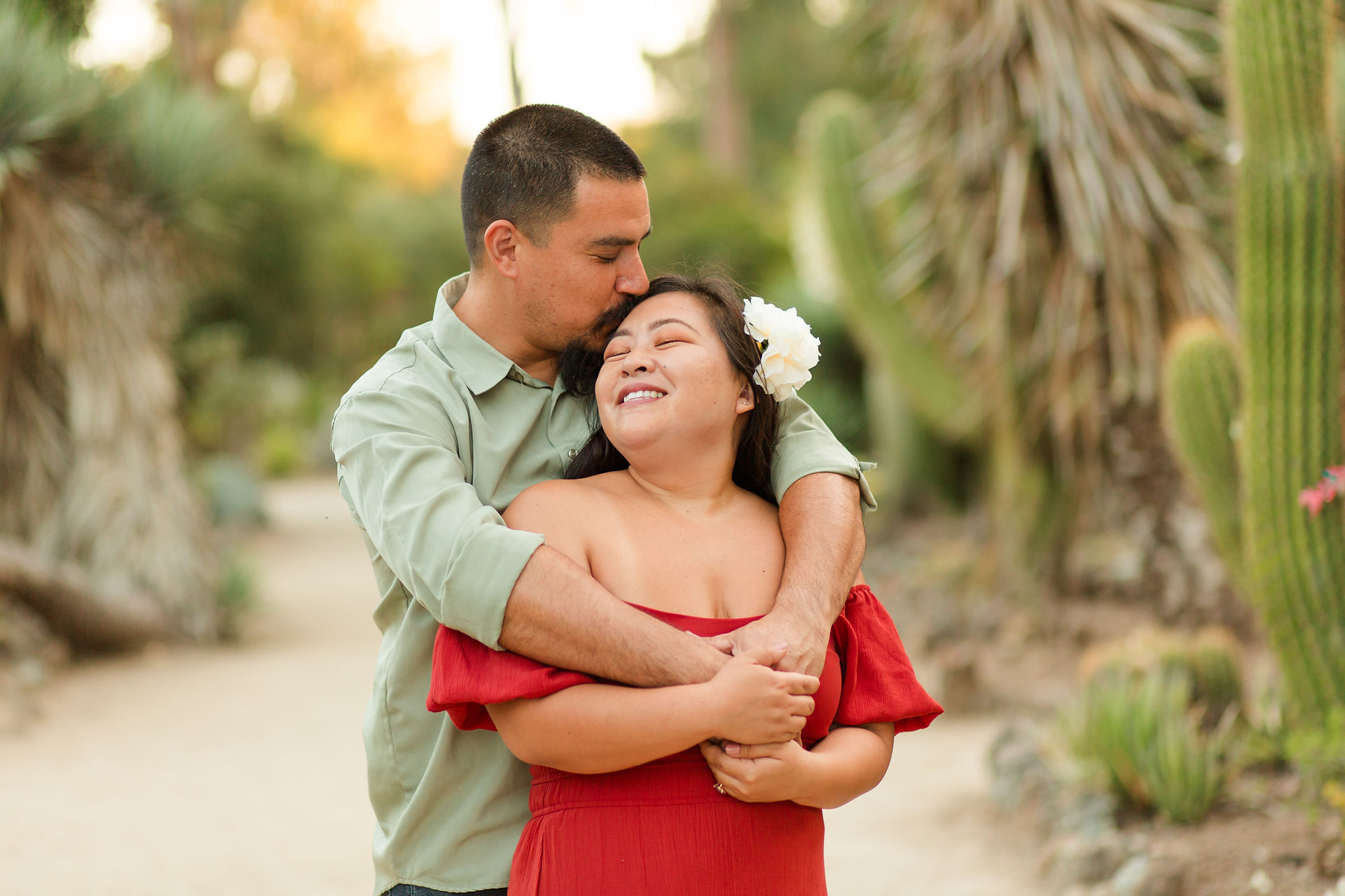 hkcreate bay area photography san jose photographers arizona cactus garden stanford palo alto family legacy session photoshoot joyful happy laughter laughing rust blue and sage color scheme golden hour ohana light and airy summer