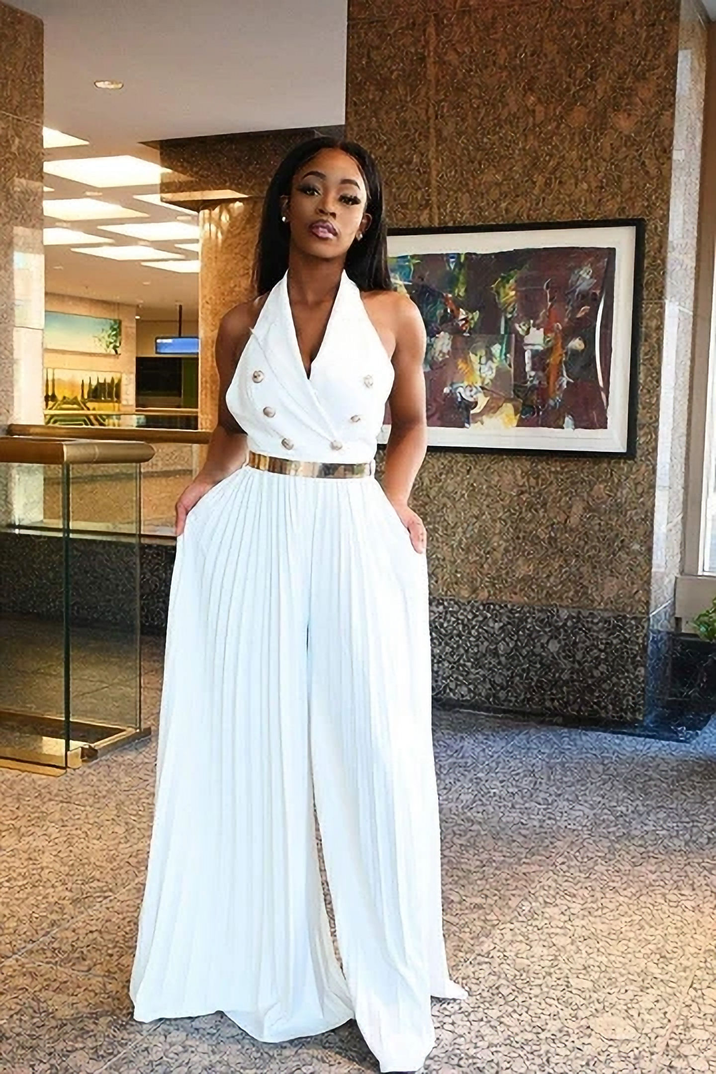 Tracey Pleated Wide Leg Jumpsuit