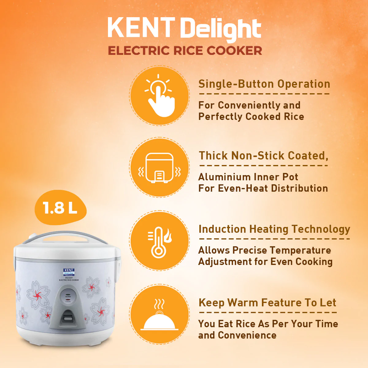 KENT DELIGHT ELECTRIC RICE COOKER (16066) Laxmi Trading