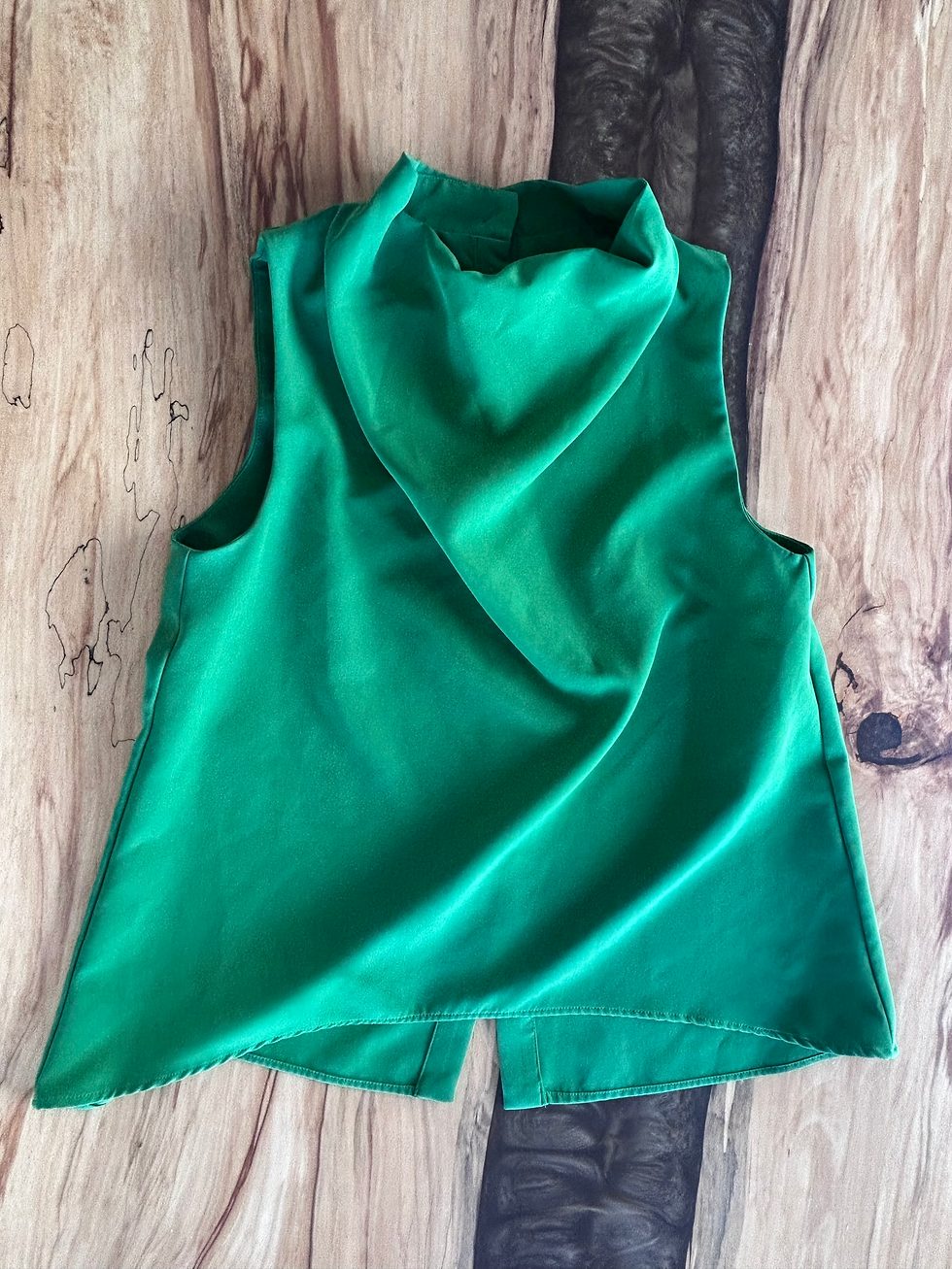 Thumbnail: Small Zara Emerald Green Draped Sleeveless Top