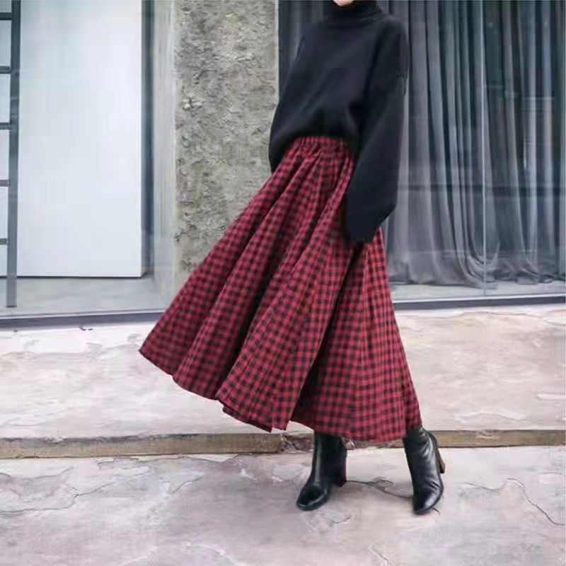 High Waist A-Line Long Skirt for Ladies Fashion