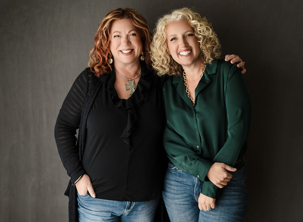 Stephanie and Shelly blk bkgrnd standing