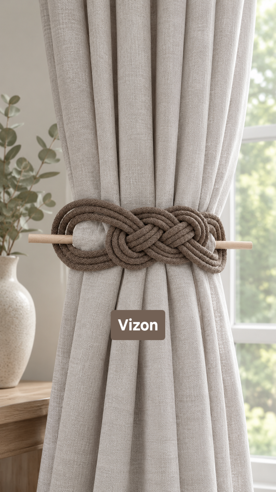 2 Adet Perde Aksesuarı - Vizon