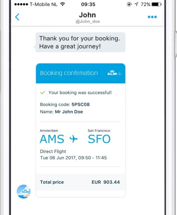 KLM estende informações sobre voos ao Twitter e ao WeChat