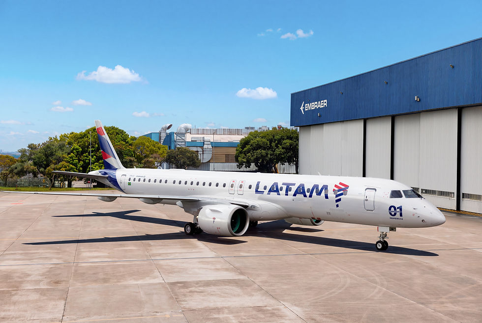 LATAM recebe primeiro Embraer E195-E2 e prepara expansão para mais de 70 aeroportos no Brasil
