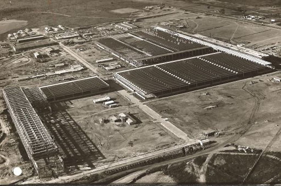 Vista aérea da fábrica VW Taubaté em construção