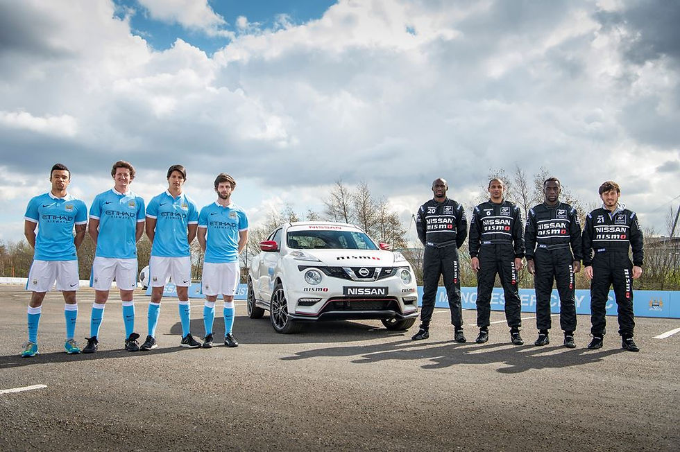 Em ação da Nissan, astros do Manchester City trocam de função com pilotos da GT-Academy
