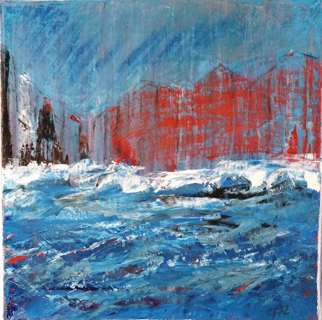 Ville bleue 30X30 cm