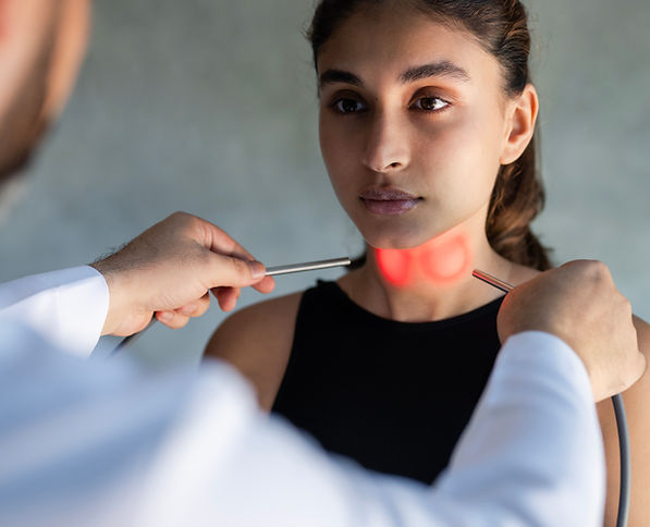 Physiotherapy - Thyroid, Neck and Carotid Stimulation - Using Varichrome Pro Beam Applicat