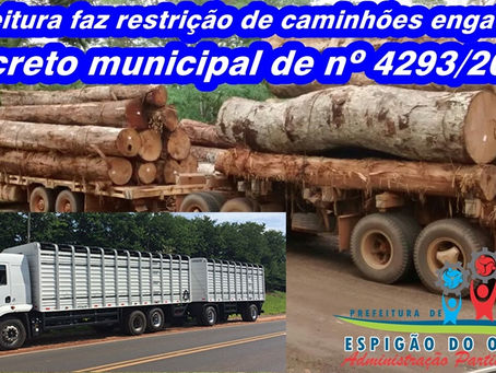 Decreto Municipal – Prefeitura faz restrição de caminhões engatados em estradas rurais