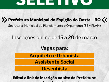 SEMPLAN DIVULGA PROCESSO SELETIVO