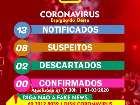 Boletim do dia 31/03/2020 – Saúde de Espigão do Oeste