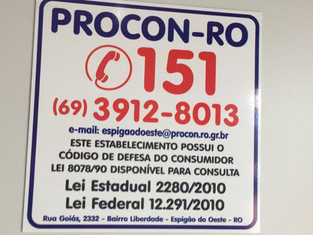 COMUNICADO – PROCON DE ESPIGÃO DO OESTE ALERTA COMERCIANTES