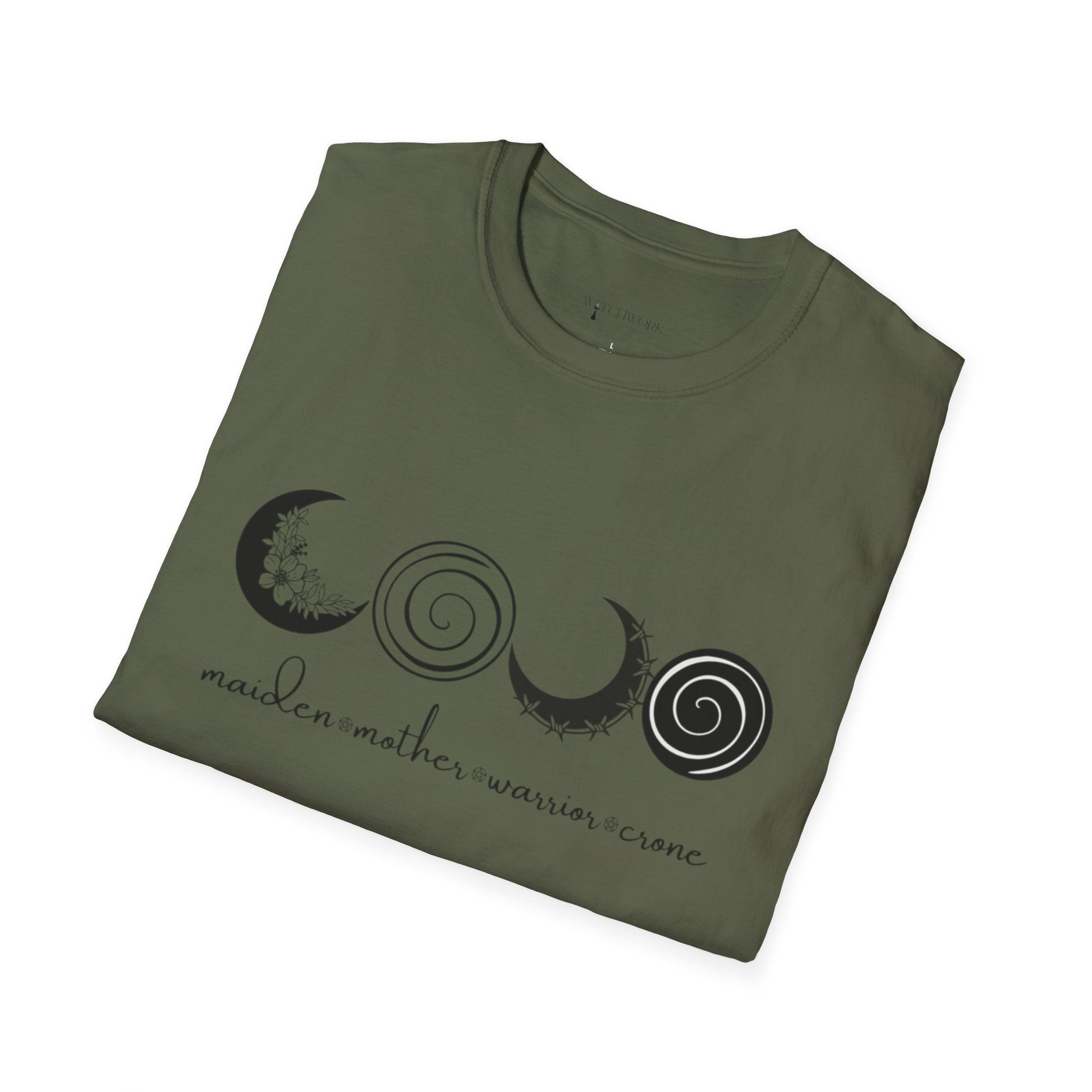 Four Faces Moon T-Shirt — Maiden Mother Crone Witchy Tee