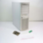 Photo of a 1994 Tower PC with the 2022 Raspberry Pi Pico H, a Pimoroni Pico VGA Demo Base and a Raspberry Pi keyboard