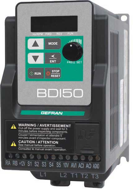 Miniature : BDI50 Gefran | Variateur compact V/f et sensorless | 3x400Vac