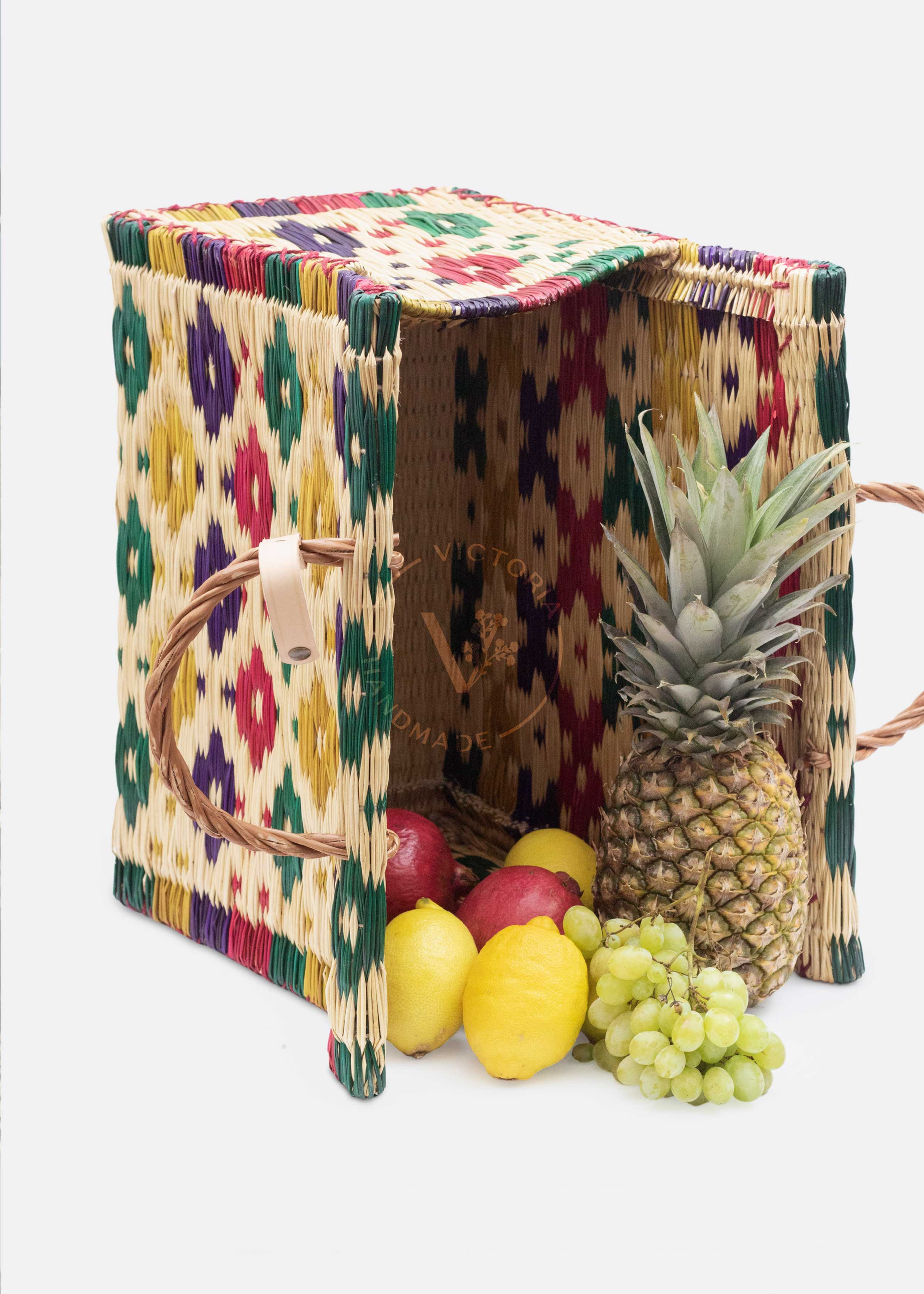 handmade wicker picnic basket natural reed portugal