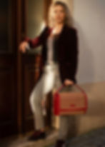 Aurora Executive bag in red and burgundy leather handmade