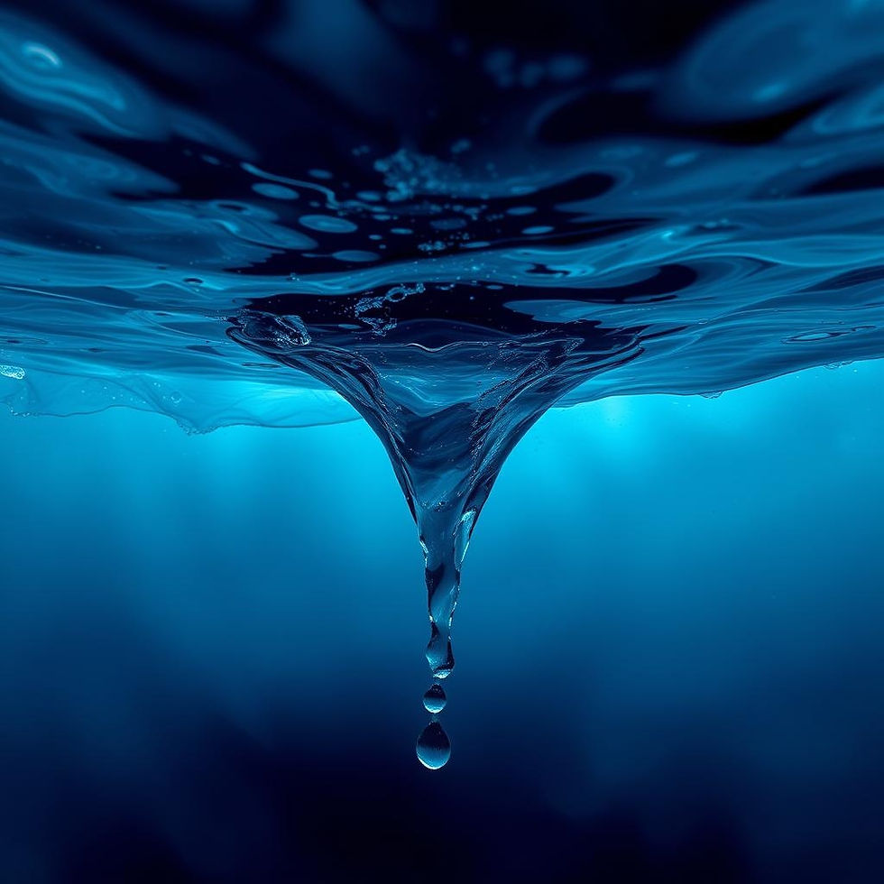 Small whirlpool swirled deep underwater