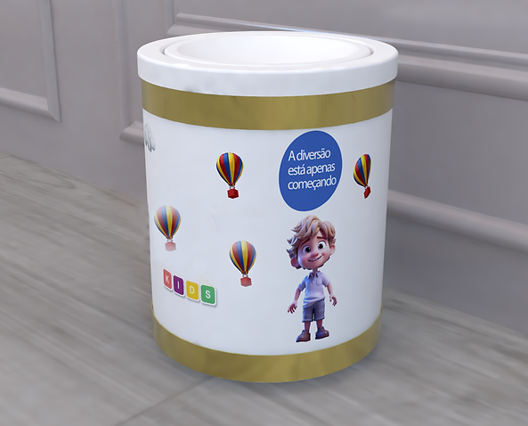 lixeira com borda dourada