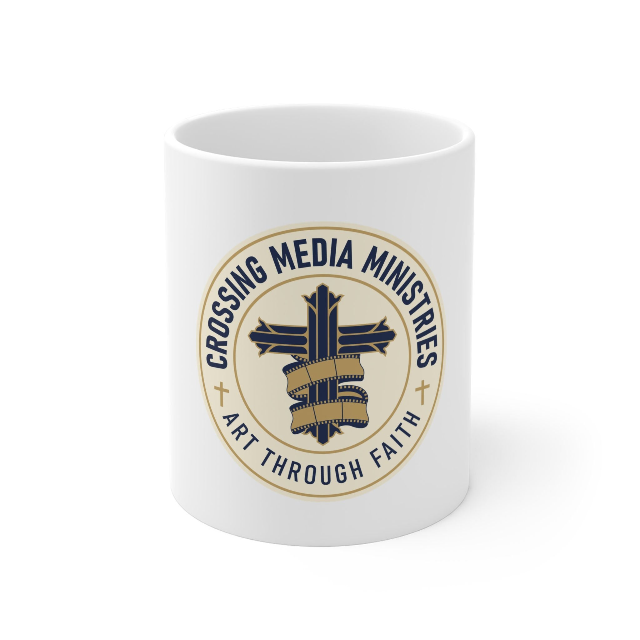 Crossing Media Ministries Mug — "Art Through Faith" 11oz Ceramic Coffee Cup