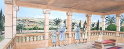 Simulation of the royal estate that stood in Armon Hanatziv. Illustration: Shalom Kveller, City of D