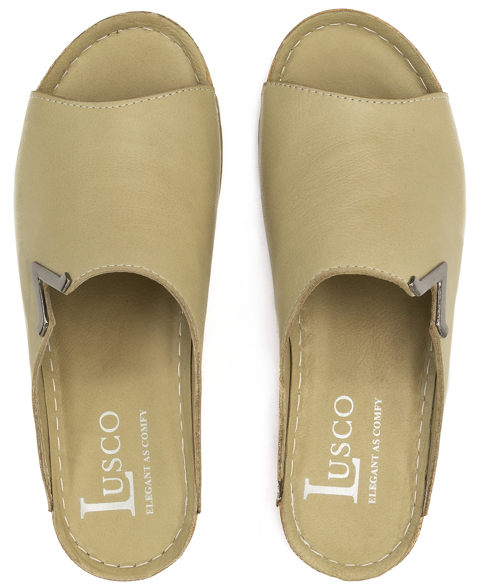 Thumbnail: W33-Lusco Women's Leather Wedge Nala Slide Sandals
