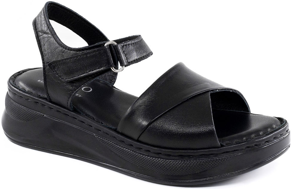 Thumbnail: W88-Lusco Women's Leather Soft Wedge Jasmine Sandal